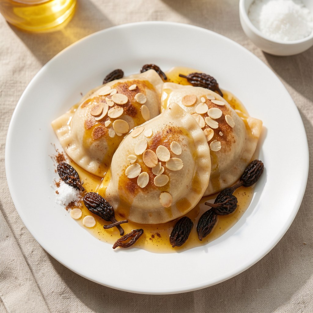 Migdałowe pierożki, skąpane w słonecznym sosie