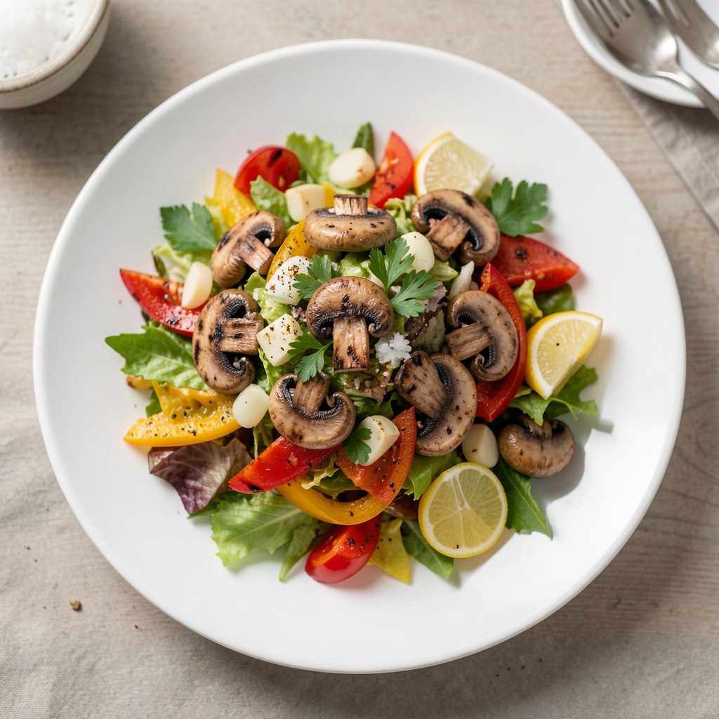 Sałatka z grillowanymi grzybami i papryką