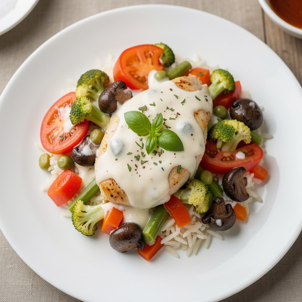 Pierś z kurczaka z warzywami w śmietanie