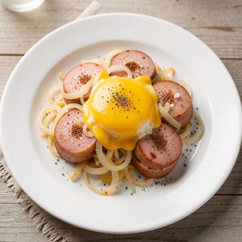 Kiełbasa z cebulką i serem