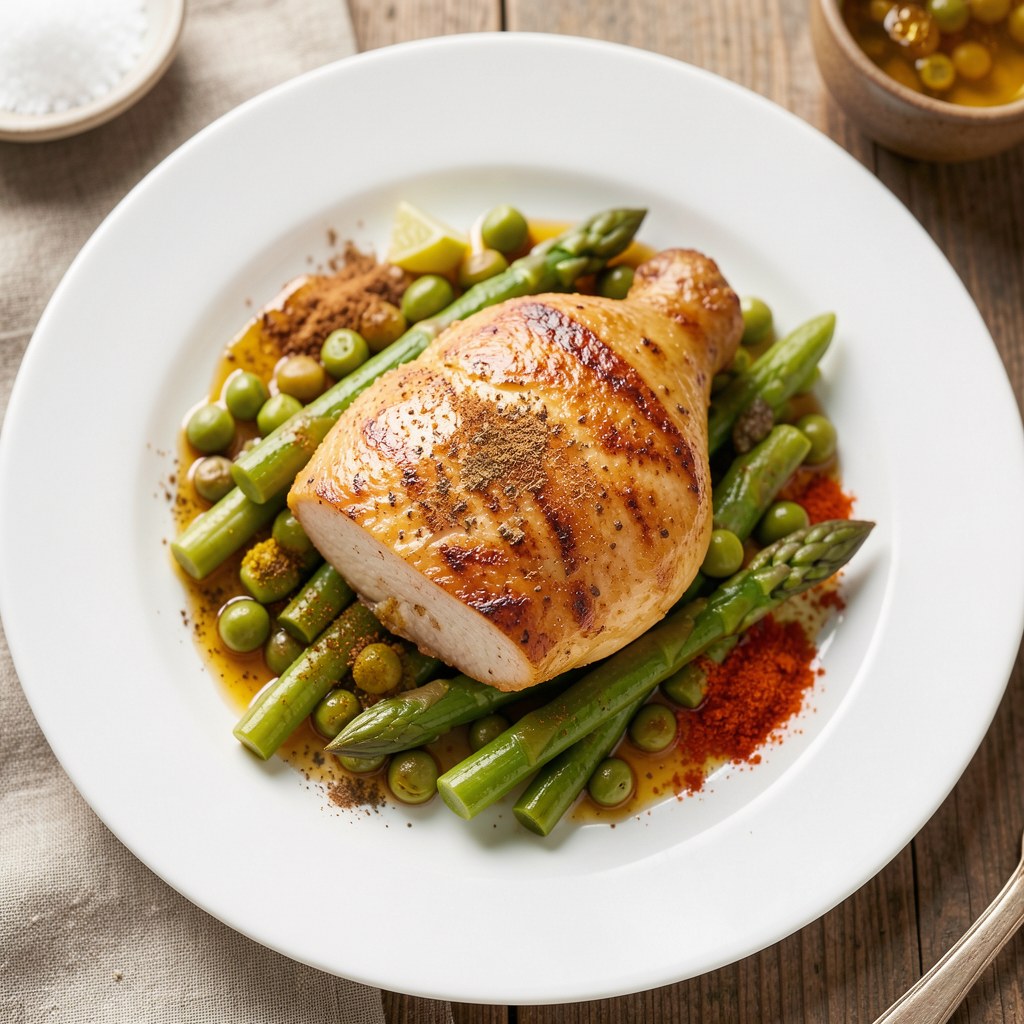 Potrawka z kurczaka i fasolki szparagowej w miodzie