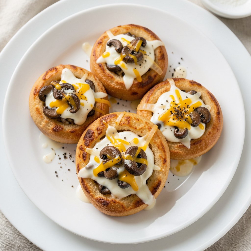 Zapiekane bułeczki z pieczarkami