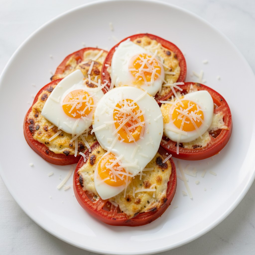 Jajecznica na pomidorach z parmezanem