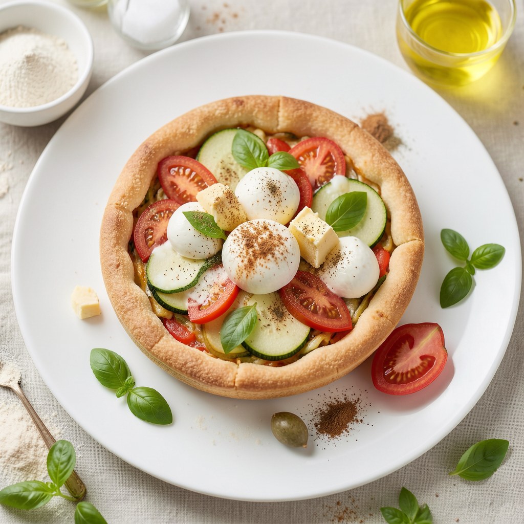 Tarta z cukinią, mozzarellą i pomidorami