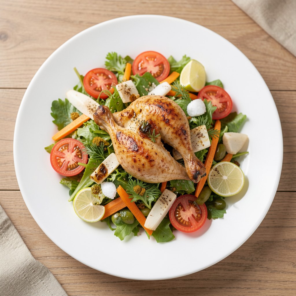 Chrupiąca sałatka z pieczonym kurczakiem