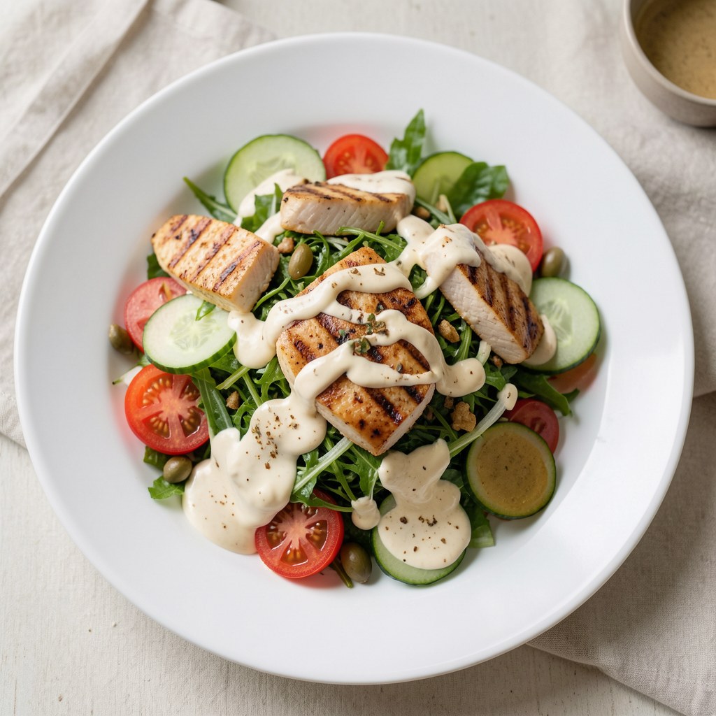 Sałatka ziołowa z serkiem patros w sosie majonezowo-musztardowym