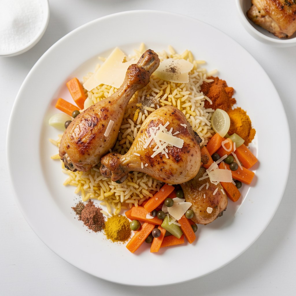 Skrzydełka z ryżem i warzywami