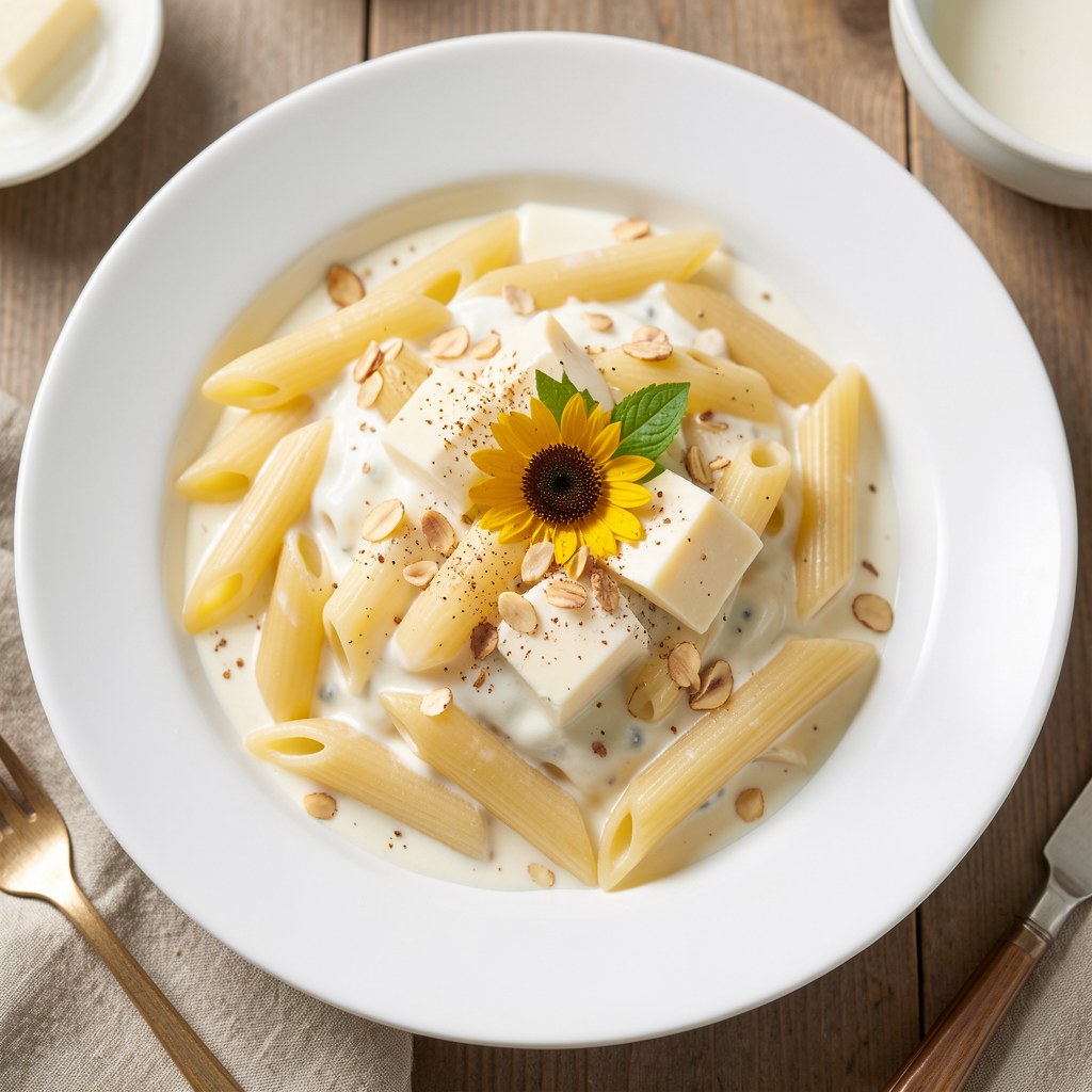 Penne z prostym sosem serowym