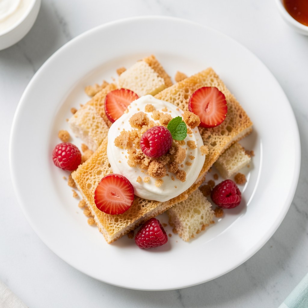 Serniczek z biszkoptami i truskawkami