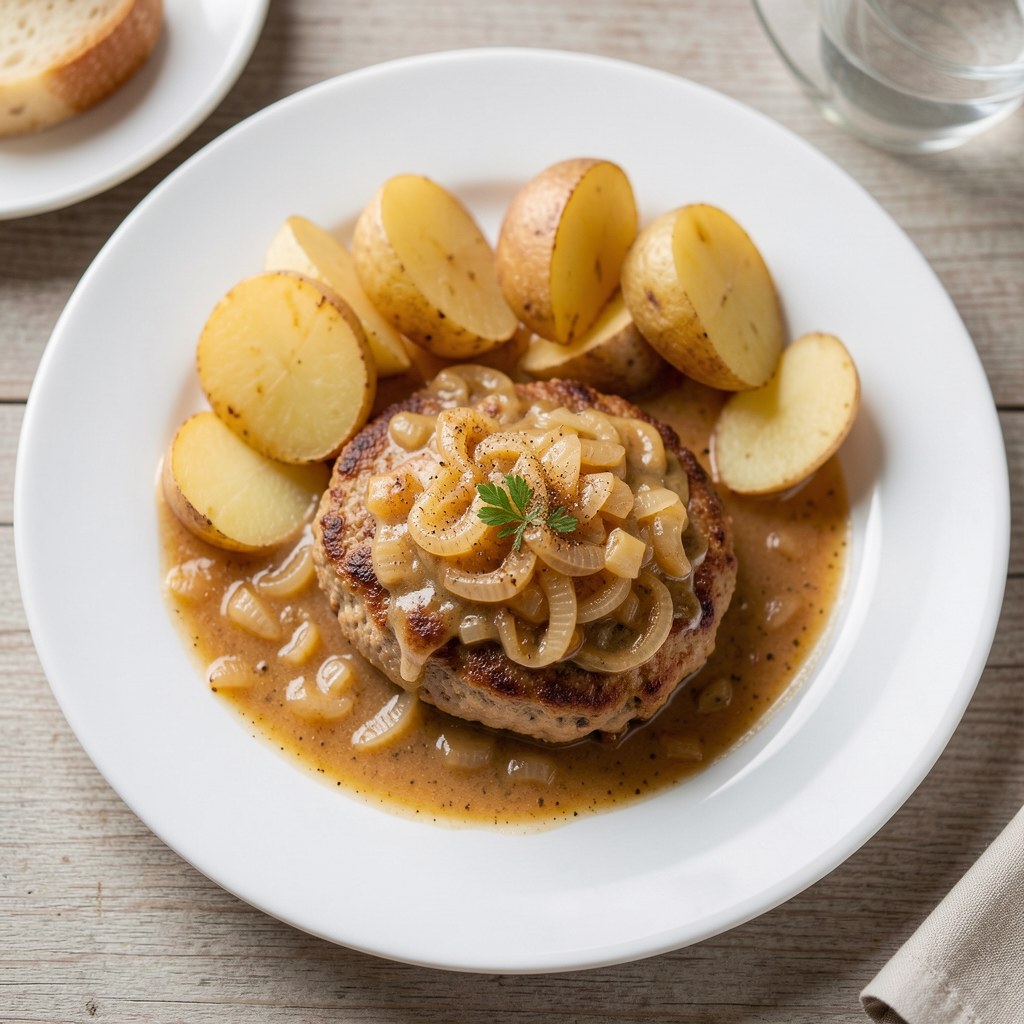 Kotlety mielone z baraniny z sosem cebulowym