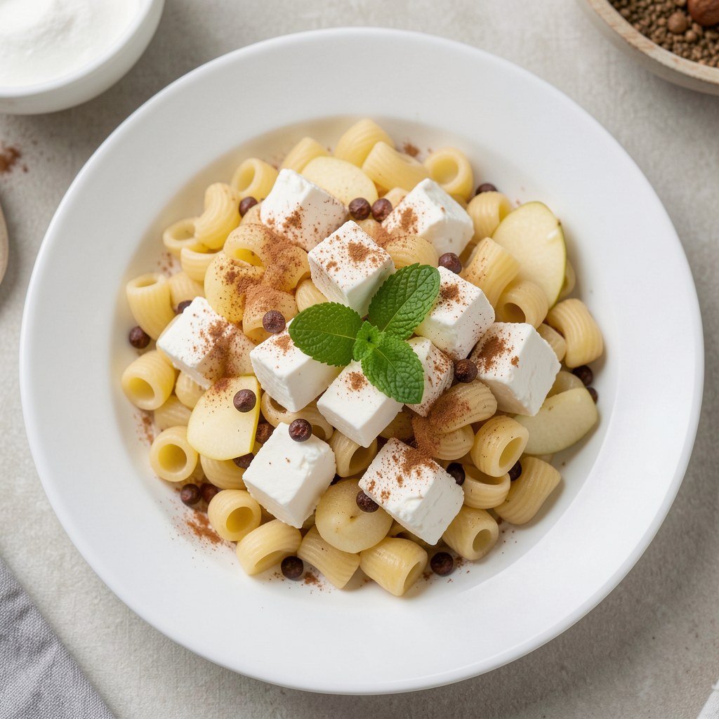 Makaron z twarogiem i żurawina