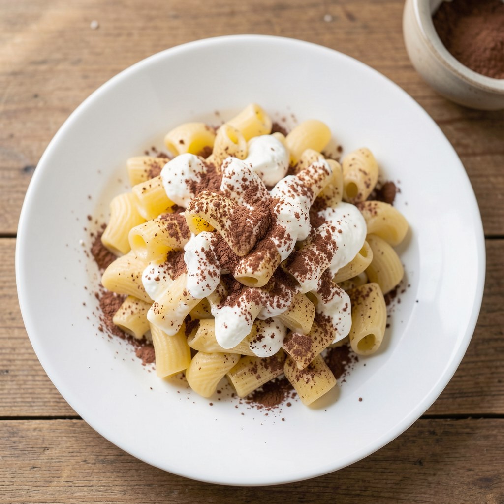 Makaron z serem i kakao