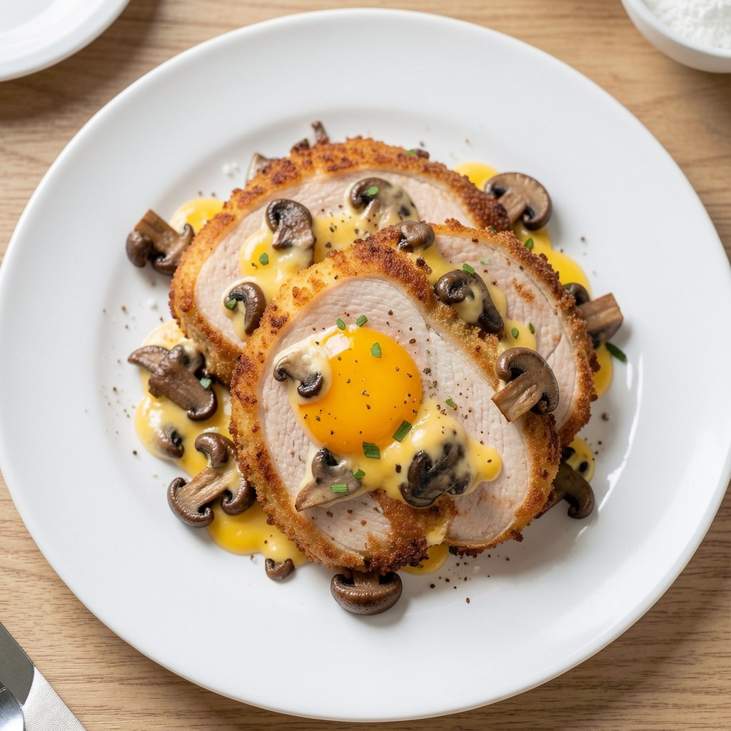 Pierś z pieczarkami i żółtym serem