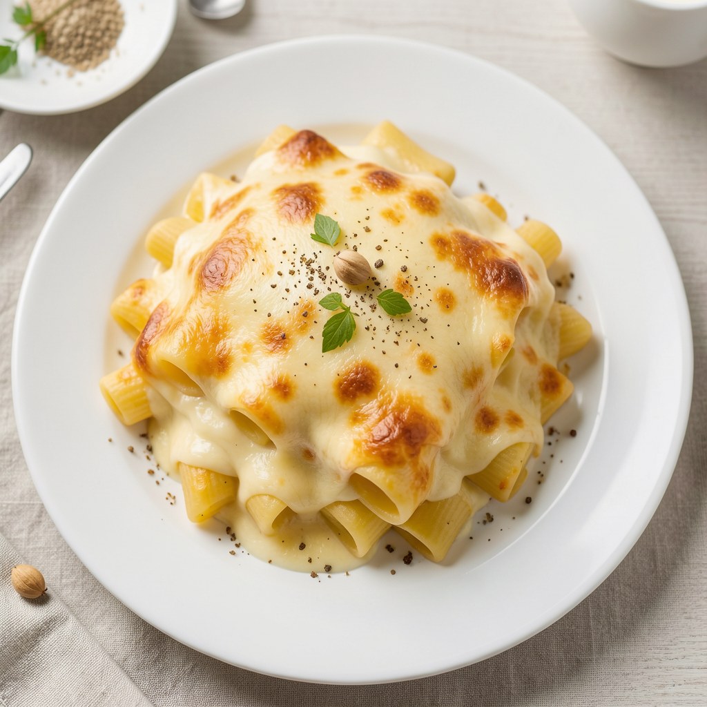 Makaron domowy pod beszamelem