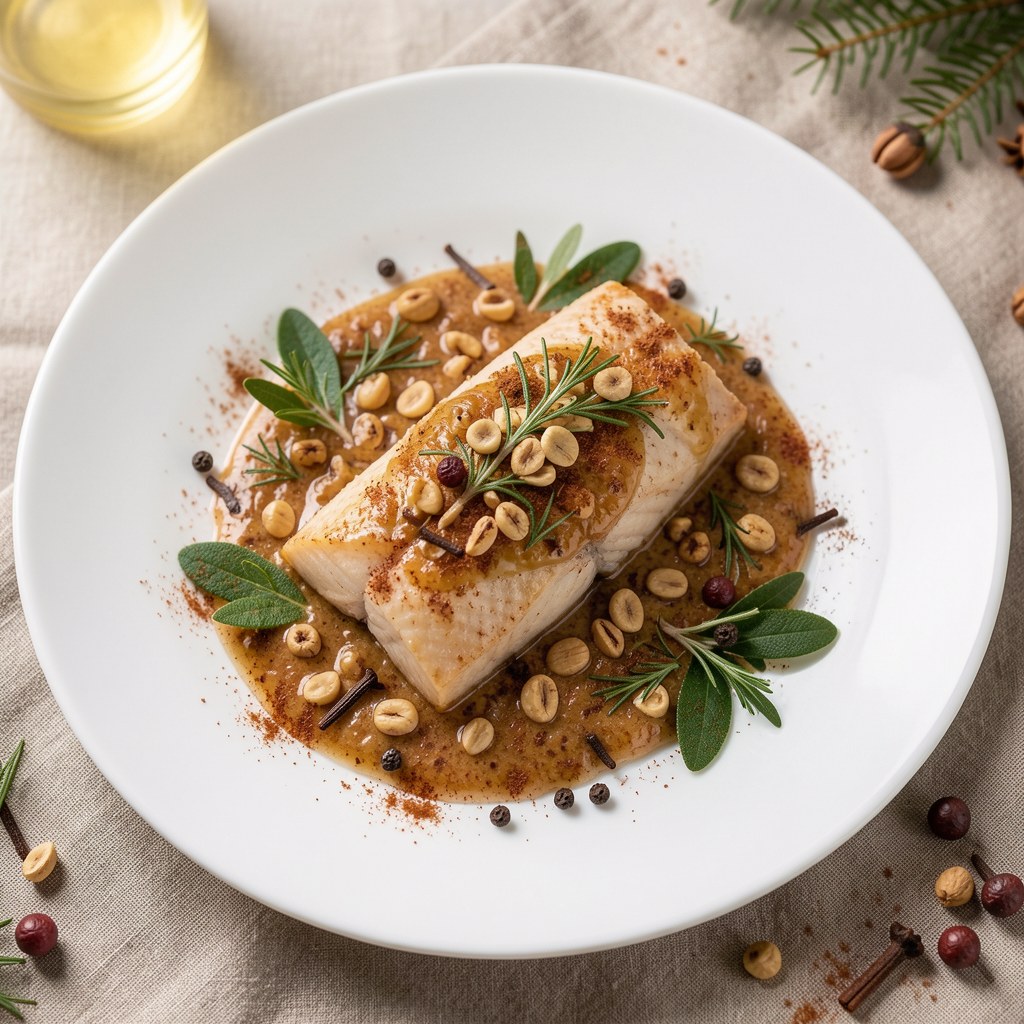 Świąteczny śledź z sosem piernikowym i orzechami włoskimi