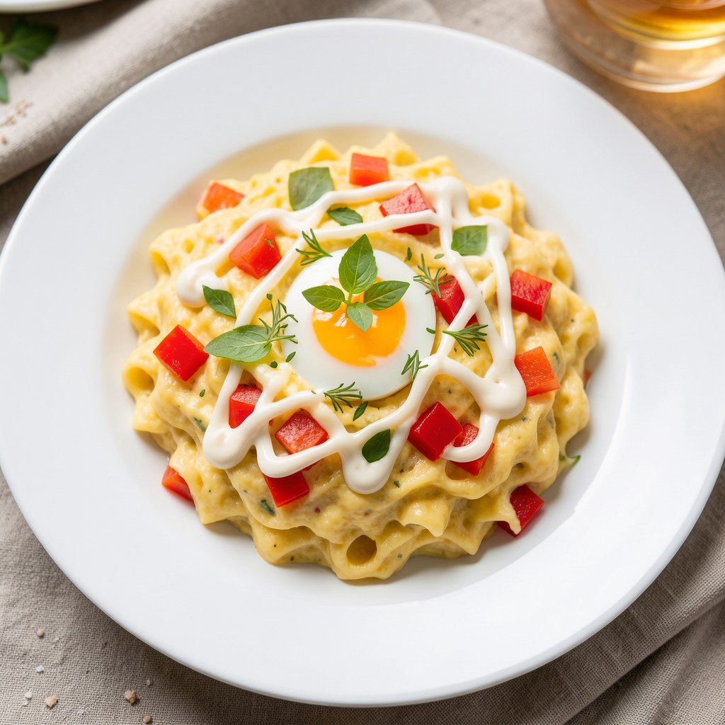 Pasta jajeczna z czerwoną paprką