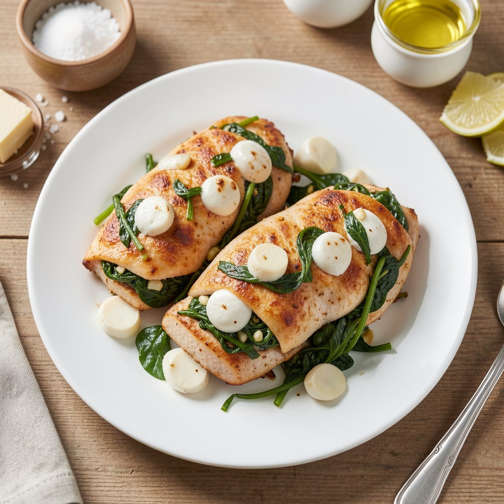 Kieszonki z kurczaka ze szpinakiem i mozzarellą