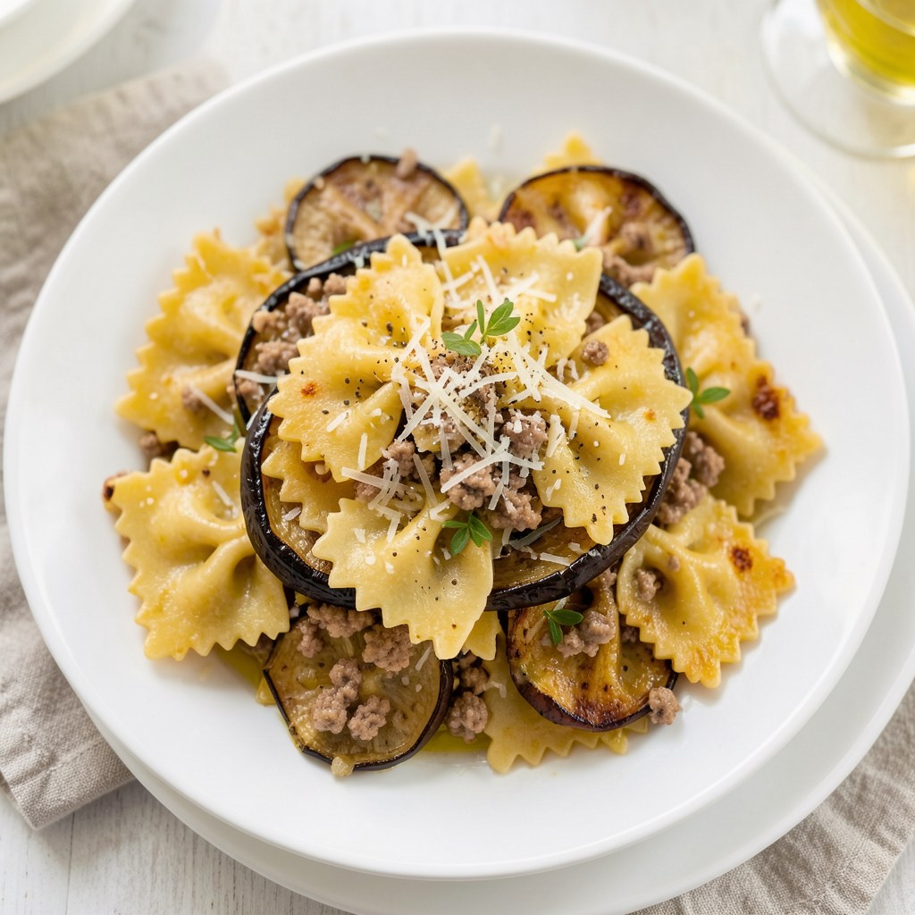 Farfalle z bakłażanem