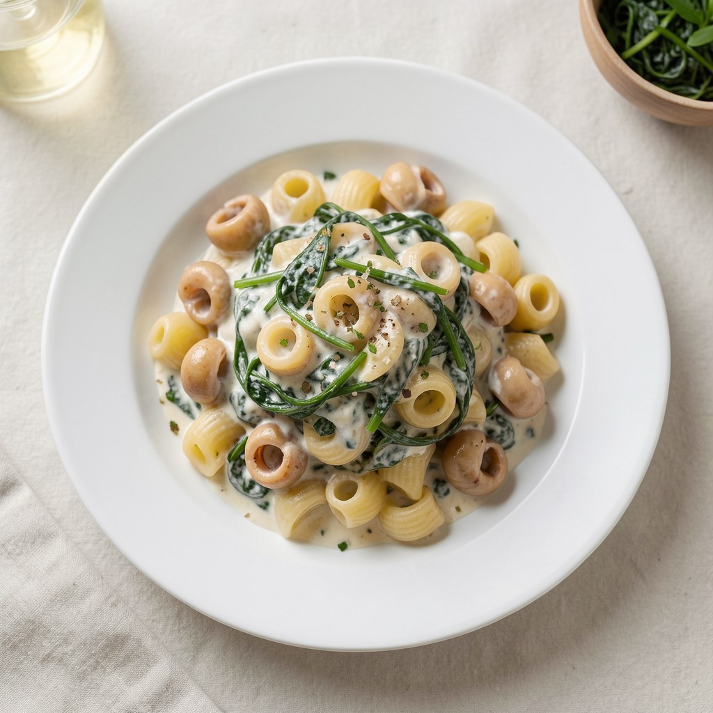 Elicodali ze szpinakiem i ślimakami