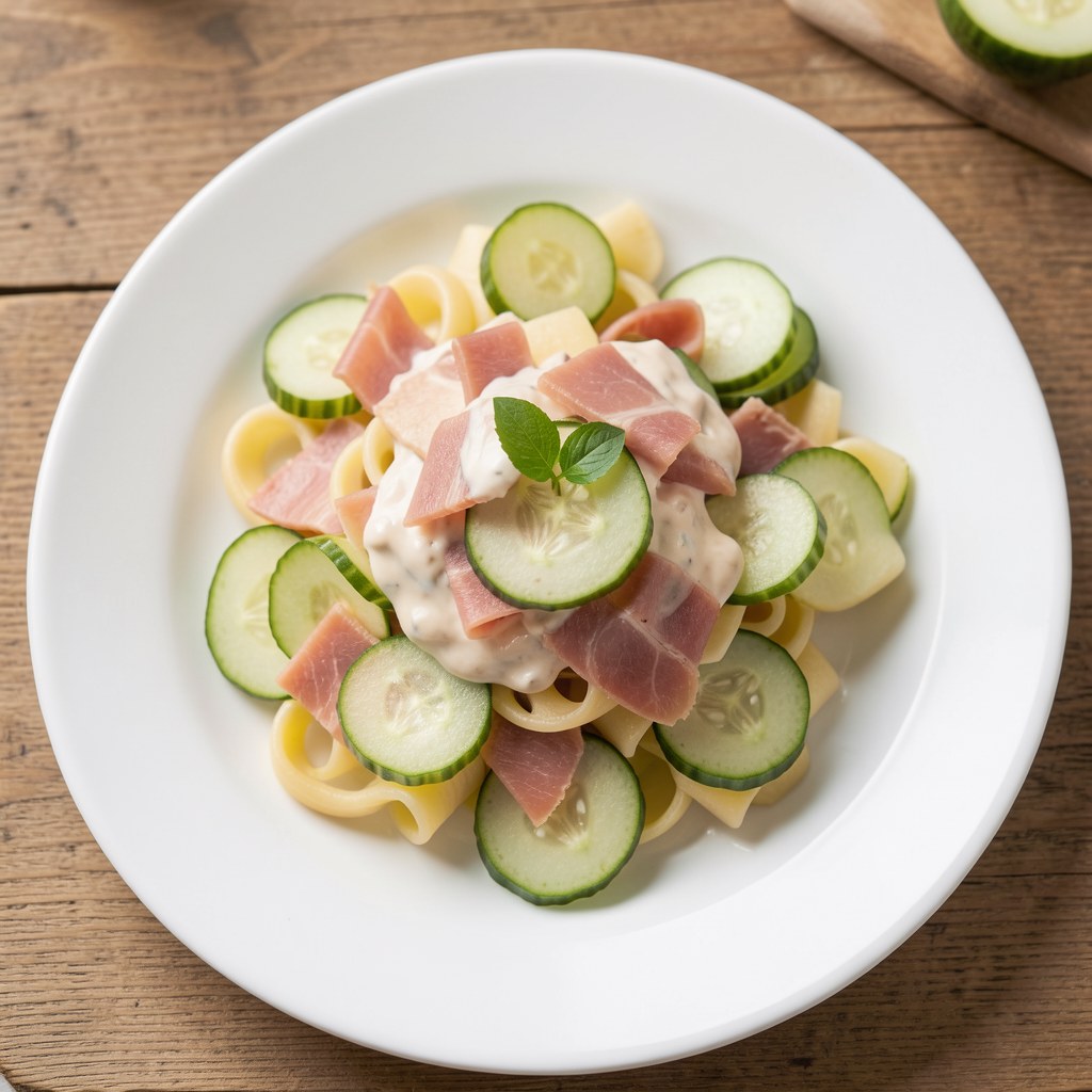 Przystawka z ogórka świeżego z pastą z szynki