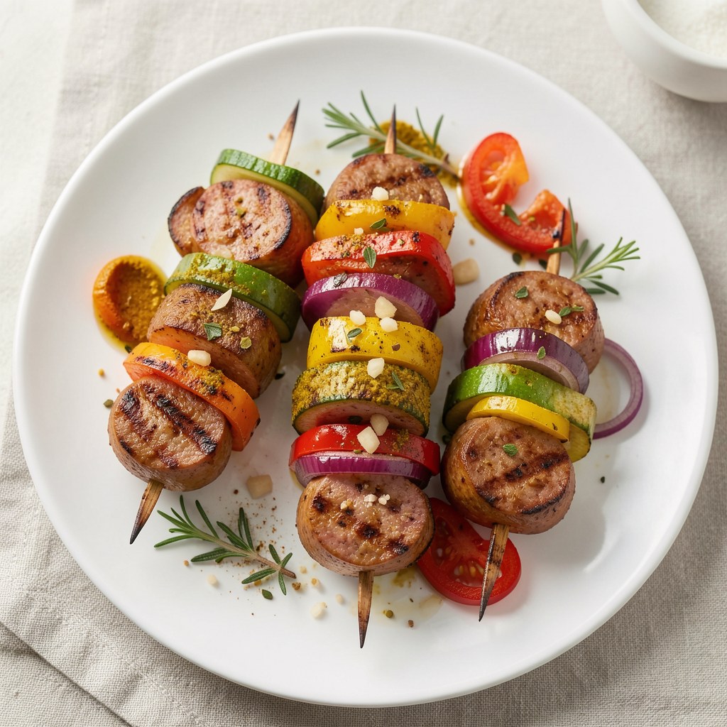 Kolorowe szaszłyki z grilla.