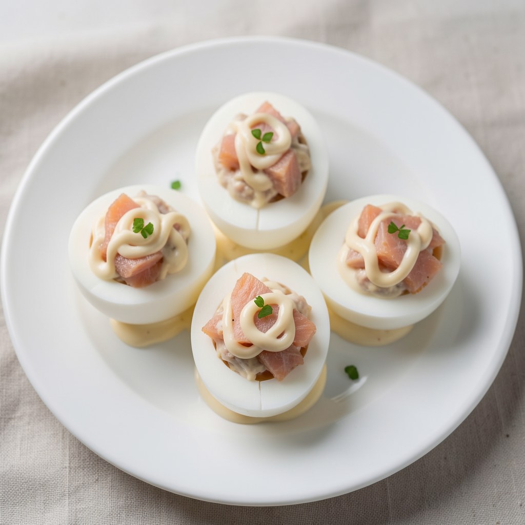 Jajka z pastą z łososia