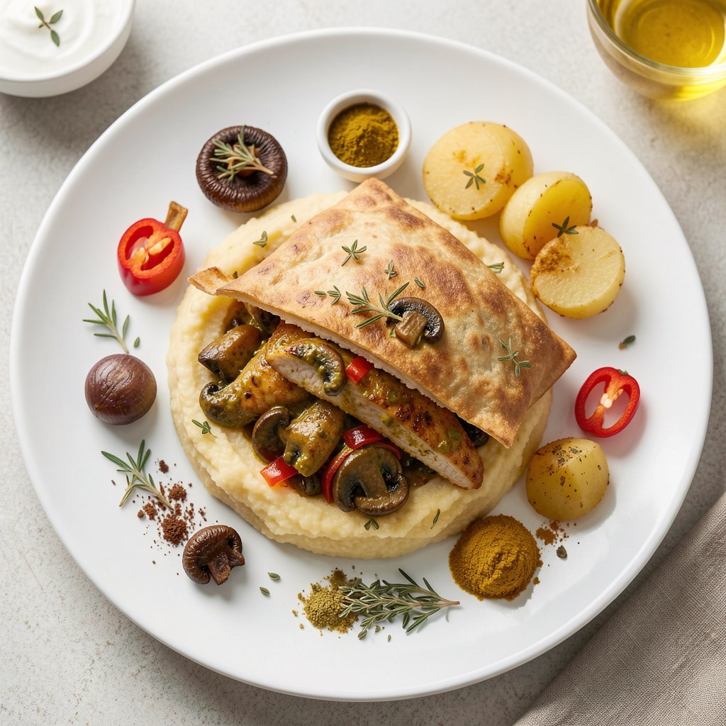 Zapiekanka z puree z kurczakiem