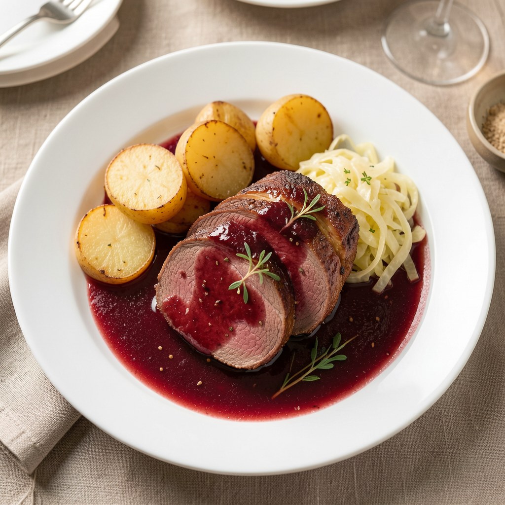 Polędwica duszona z winem czerwonym