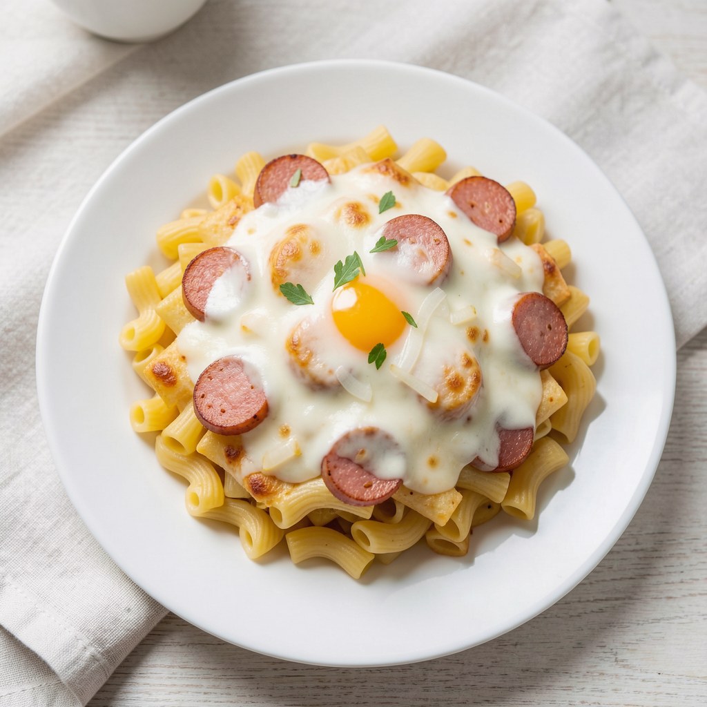 Zapiekanka makaronowa z kiełbasą