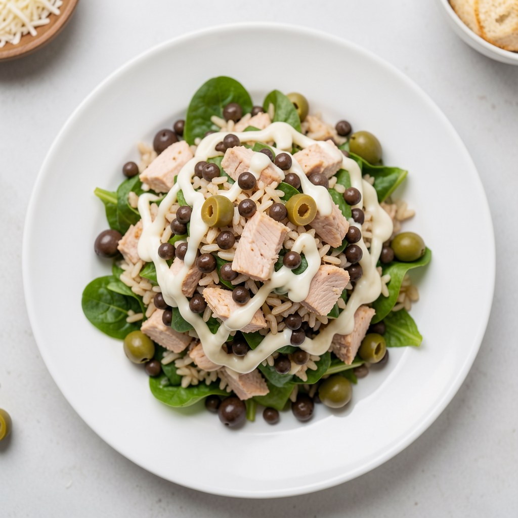 sałatka z tuńczykiem i groszkiem