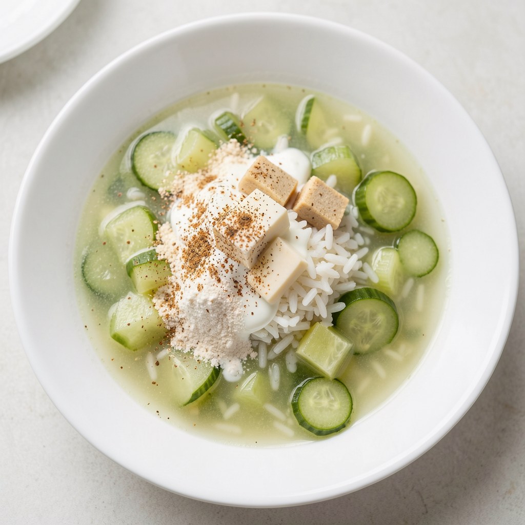 Zupa ogórkowa z ryżem zabielana