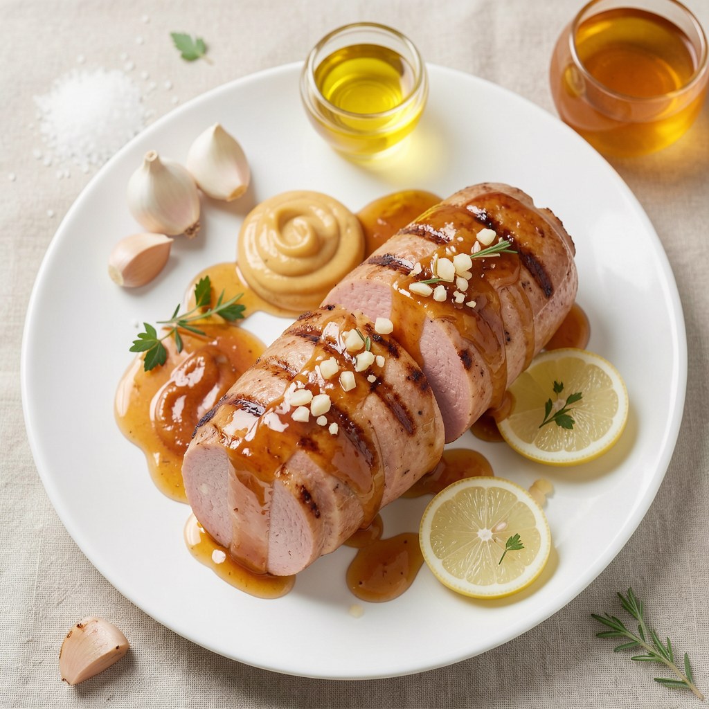 Biała kiełbasa w miodowej glazurze