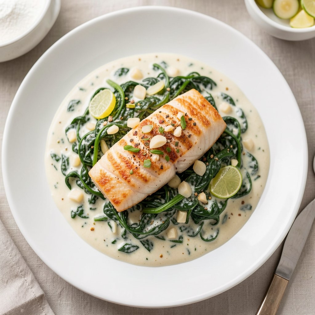 Ryba w sosie szpinakowym