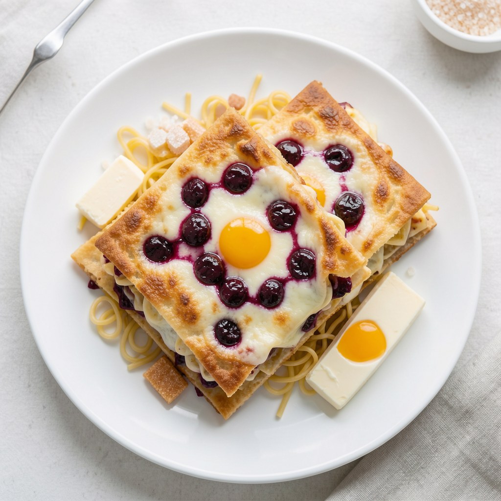 Zapiekanka z konfiturą wiśniową