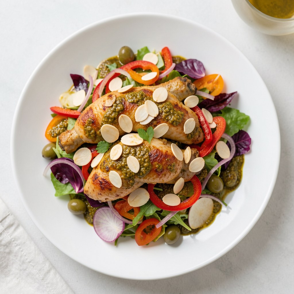 Sałatka z kurczaka z płatkami migdałowymi