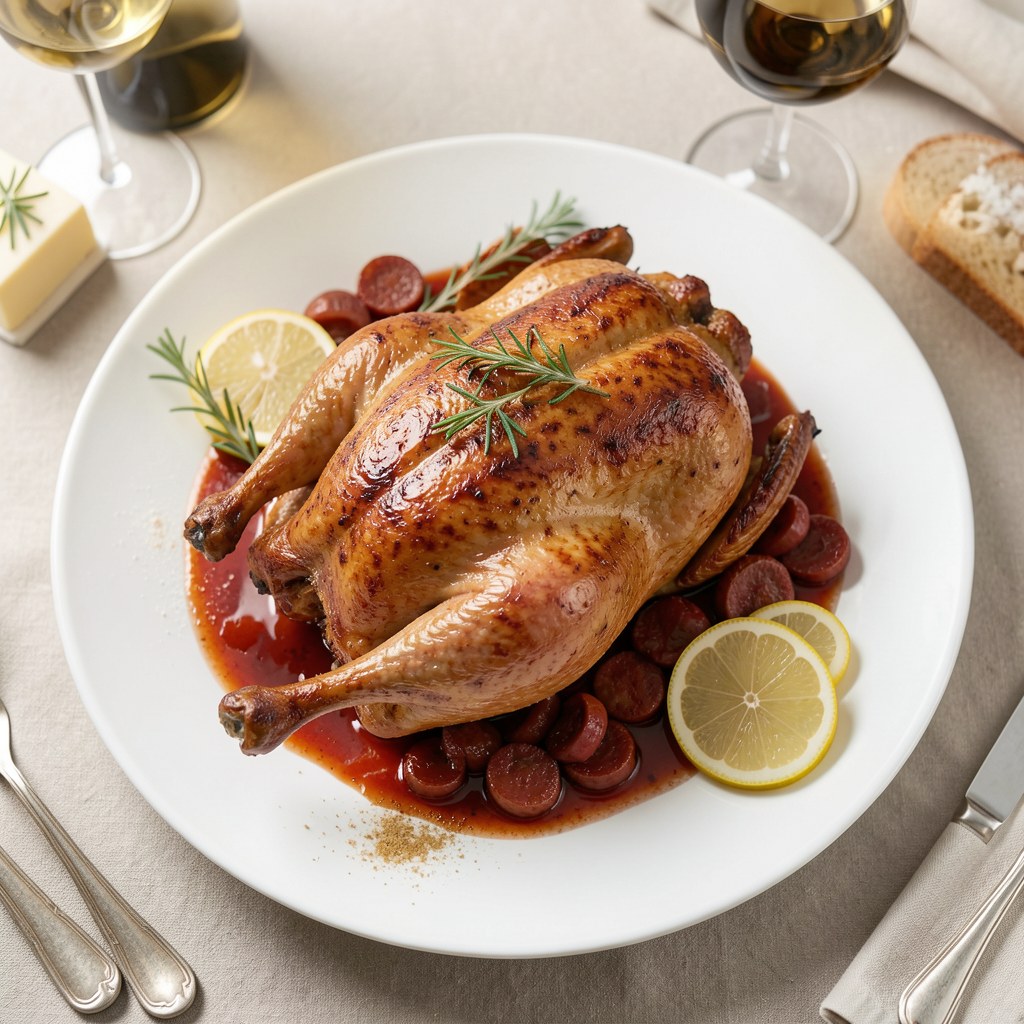 Kaczka pieczona z sosem winnym