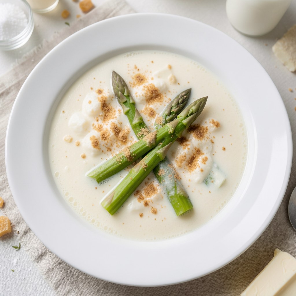 Zupa ze szparagów przygotowana na mleku
