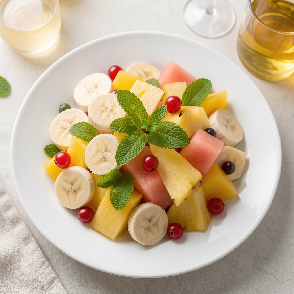 Sałatka z żółtych owoców podana z likierem