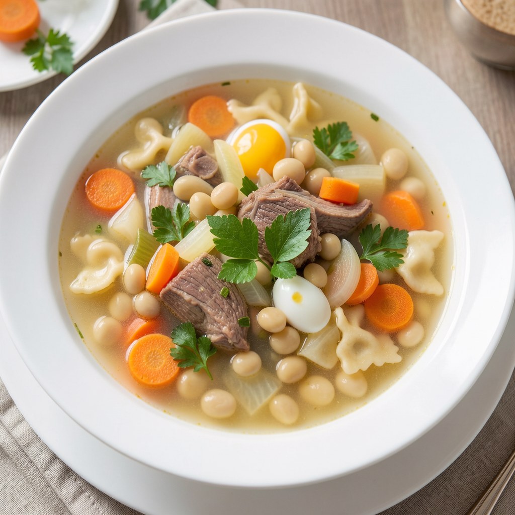 Koszerny rosół z fasolą