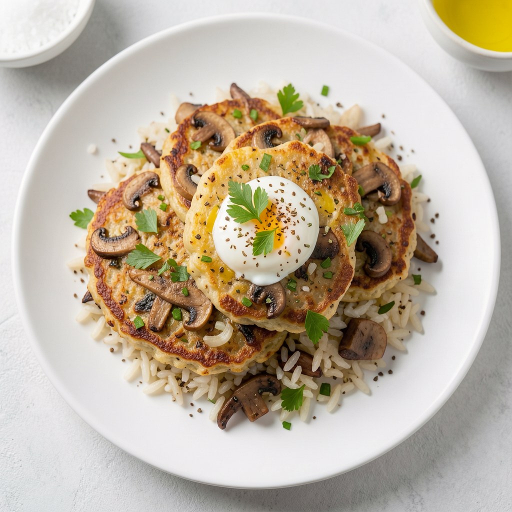 Placuszki ryżowo-grzybowe