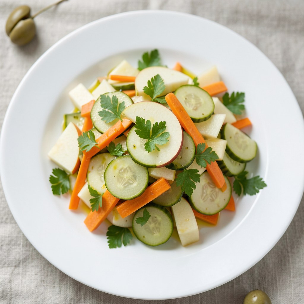 Sałatka z ogórków kiszonych z jabłkiem