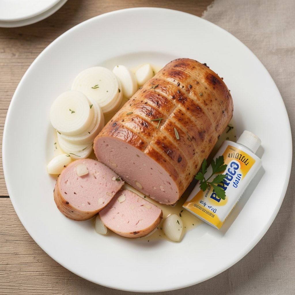 Pieczona biała kiełbasa z piwem