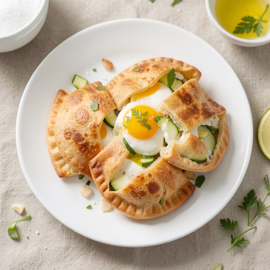 Puchate pierożki z cukinią