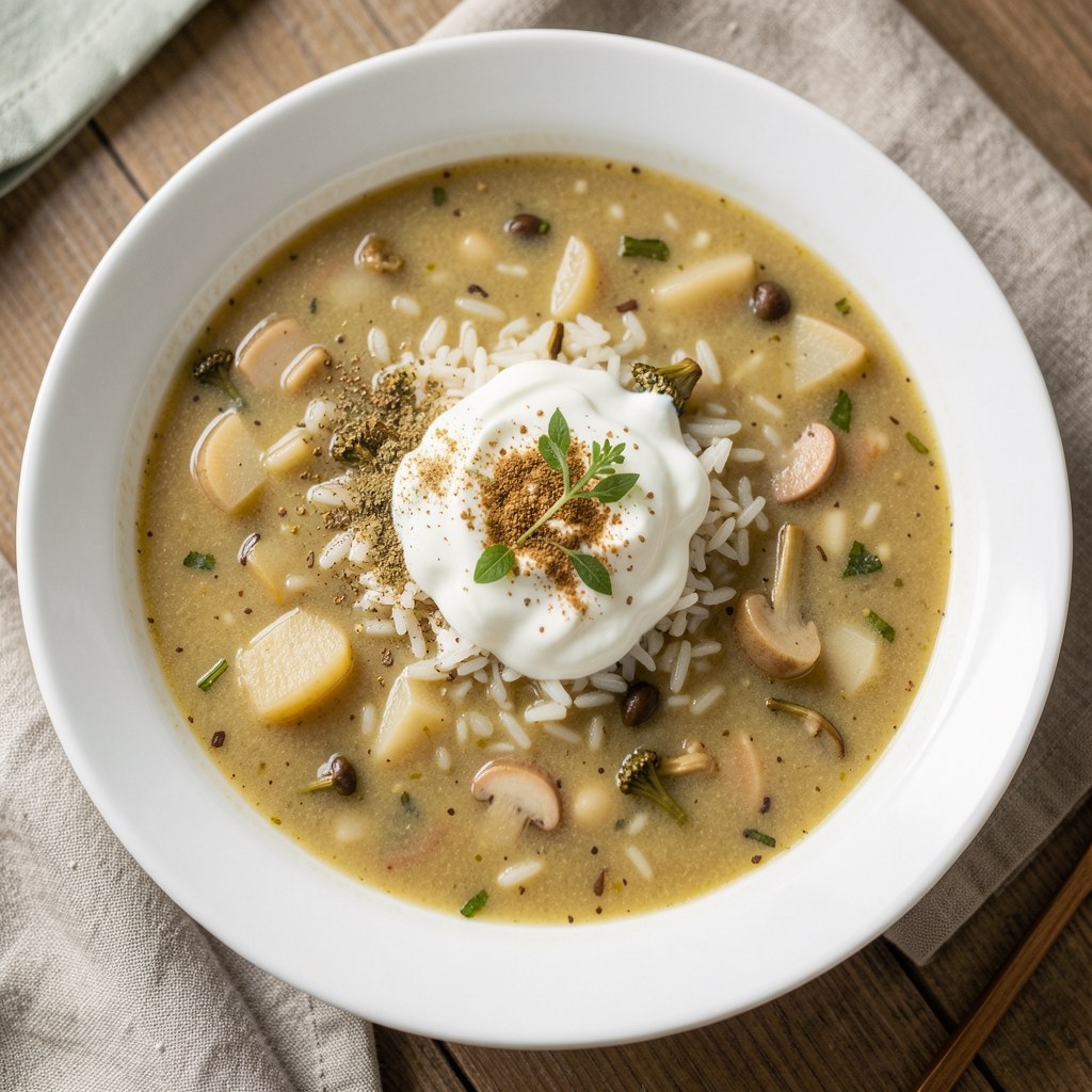 Wegetariańska zupa koperkowo-grzybowa