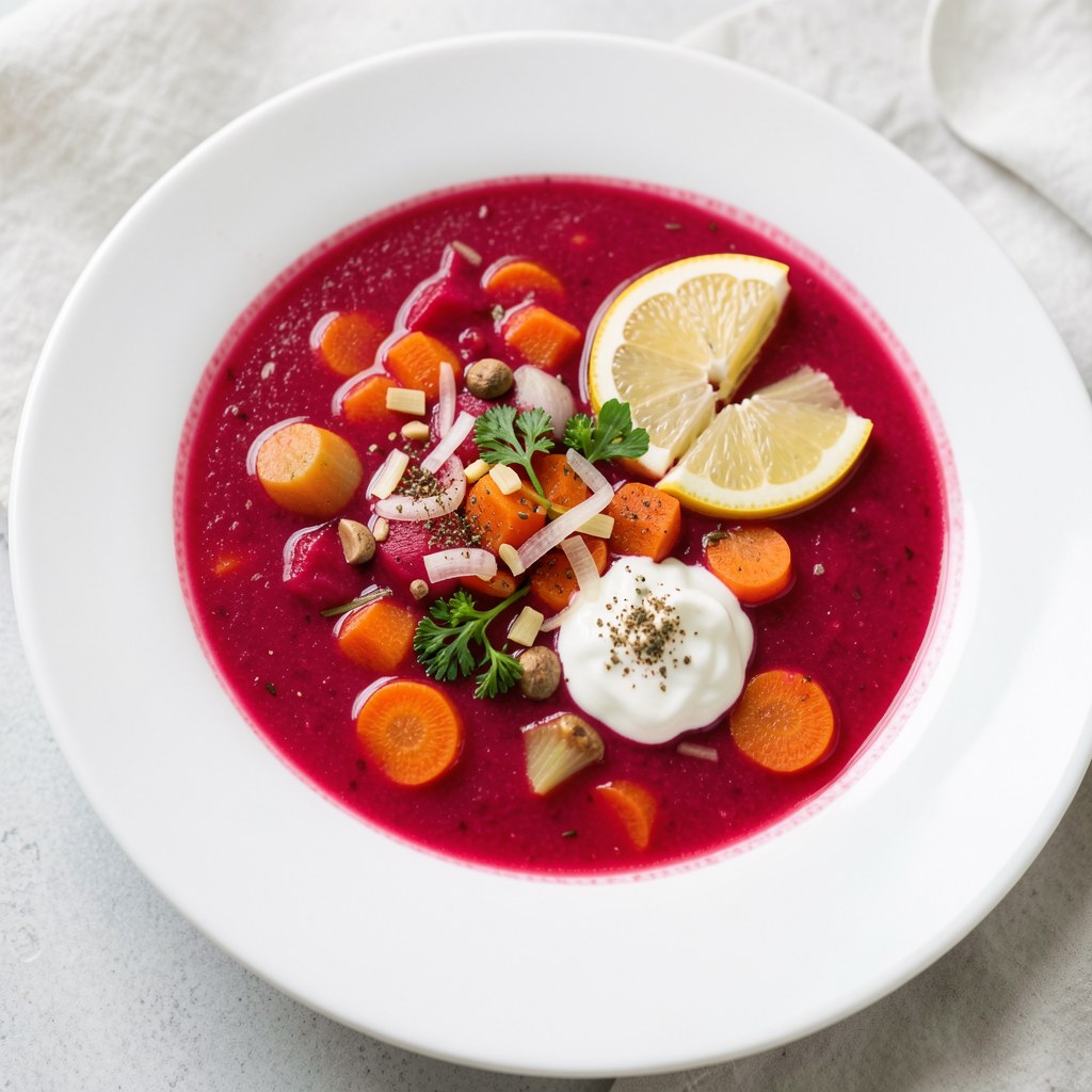 Barszcz z młodych buraczków z botwinką