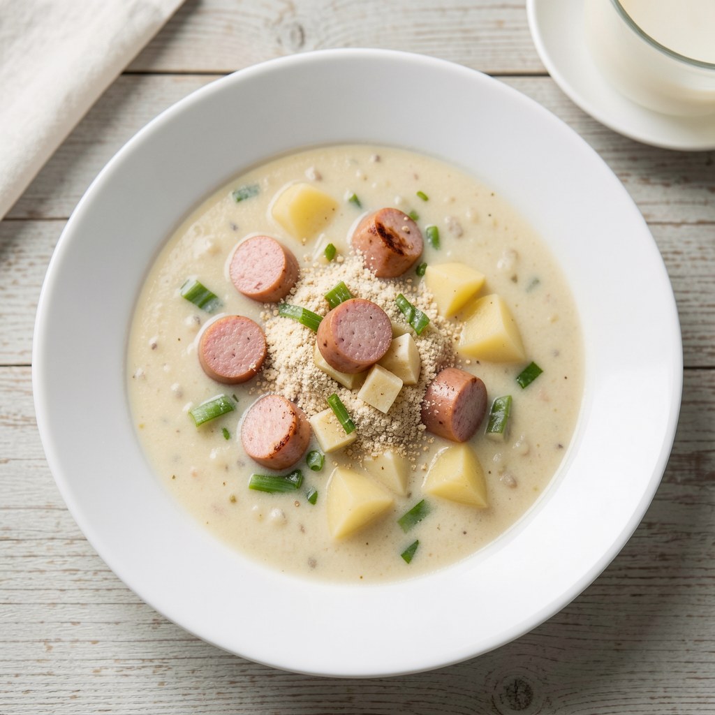 Zupa porowa z kiełbasą