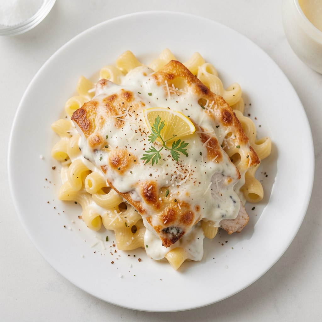 Makaron zapiekany z rybą