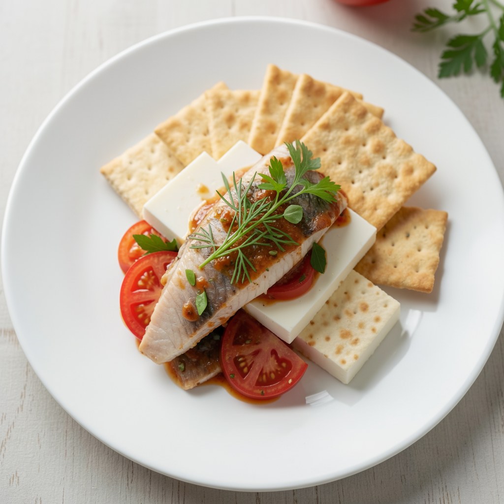 Serek wiejski z tuńczykiem i krakersami