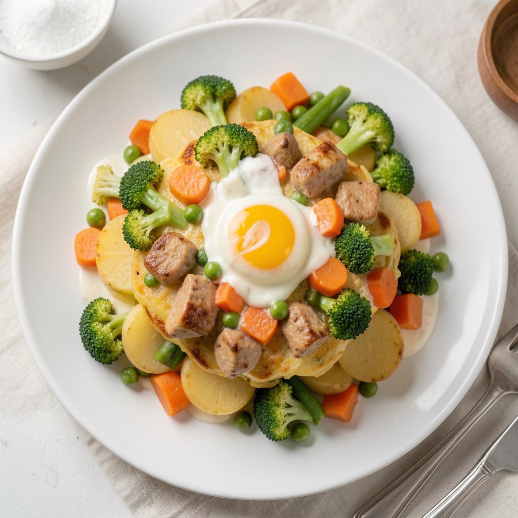 Tort ziemniaczany z mięsem i warzywami