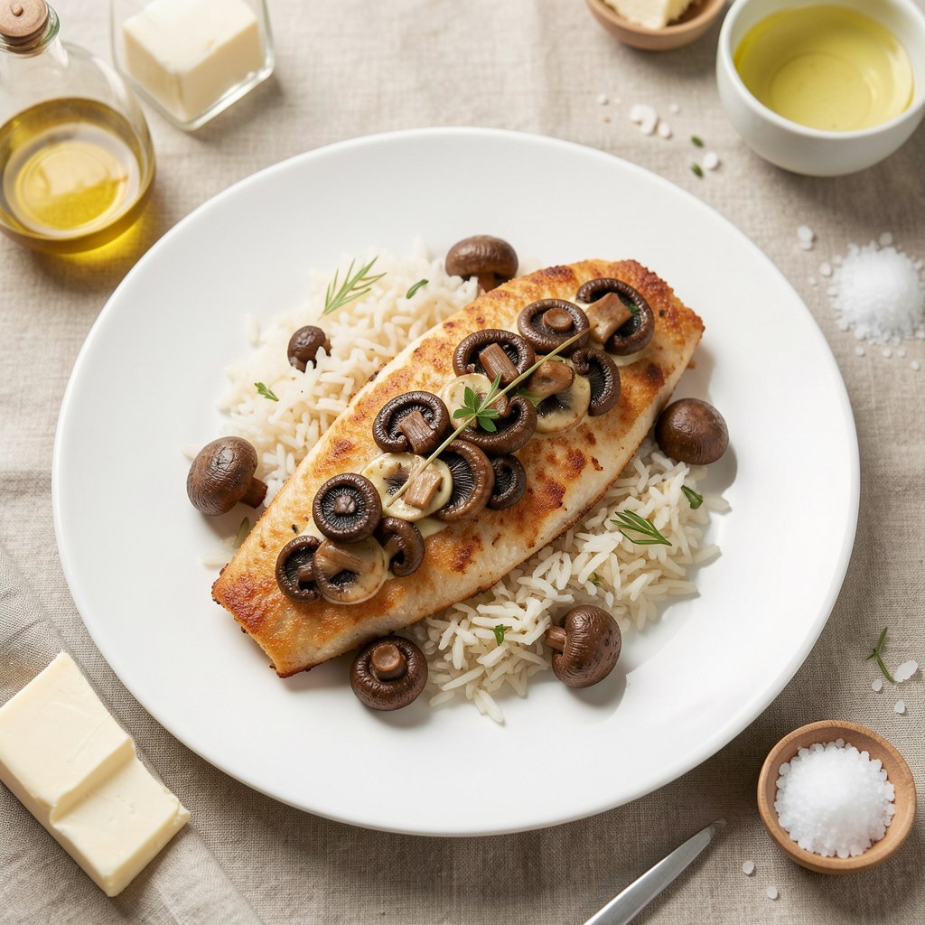 Pstrąg faszerowany pieczarkami